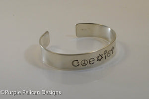Coexist hand stamped bracelet - Purple Pelican Designs