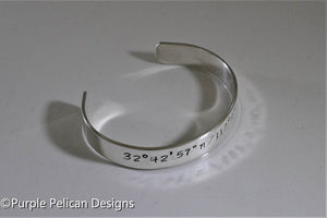 Location Bracelet - Longitude and Latitude Coordinates - Personalized - Purple Pelican Designs