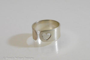 Sterling Silver Cuff Ring With Heart Cutout - Purple Pelican Designs