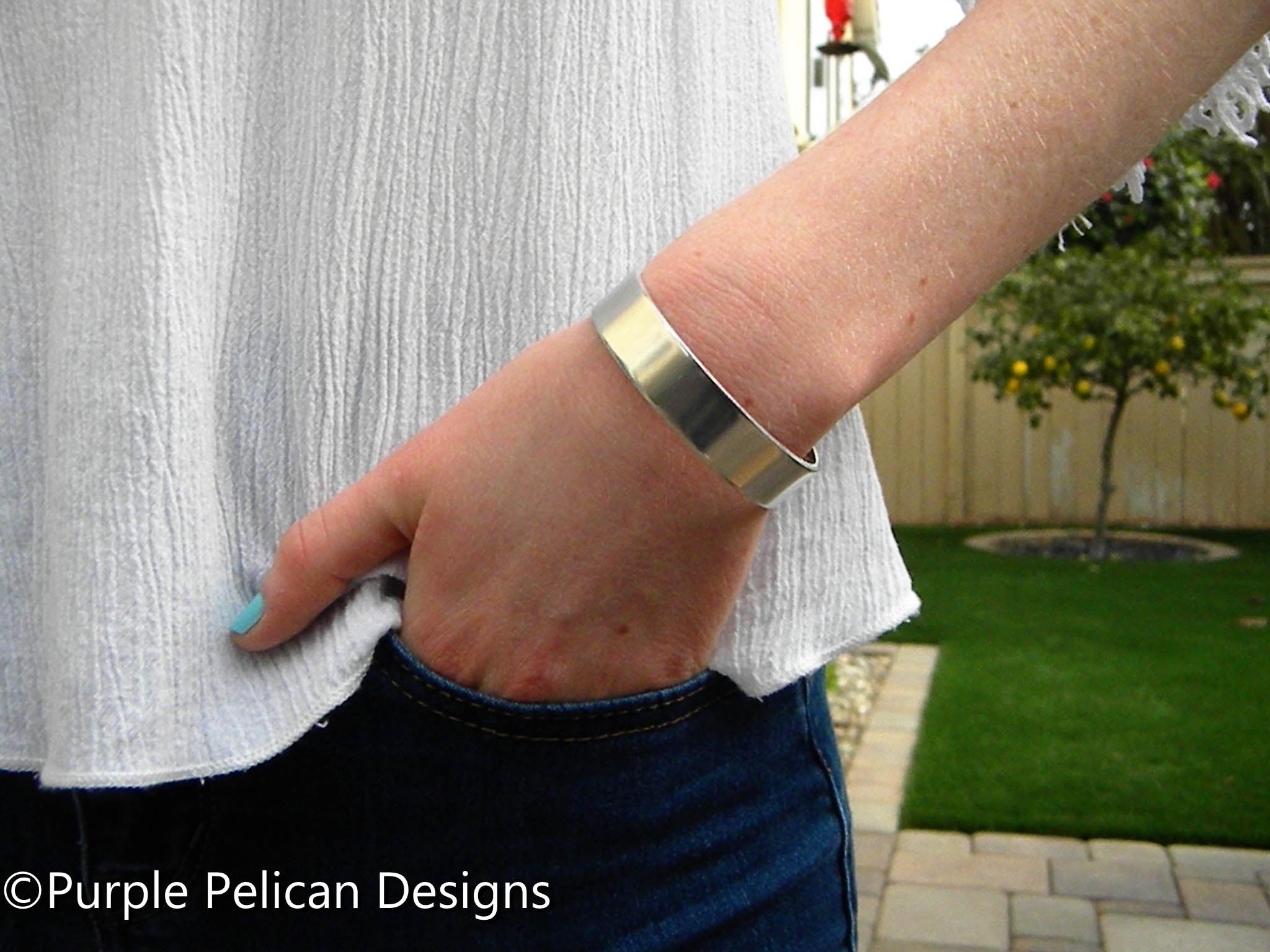 Cuff Bracelet with A Word of Your Choice in Silver Breathe