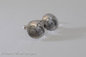 Sterling Silver Round Cuff Links with Initials - Purple Pelican Designs