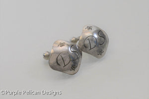 Sterling Silver Cuff Links Personalized With Initial - Purple Pelican Designs