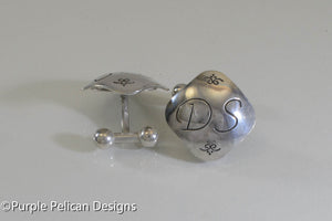 Sterling Silver Cuff Links Personalized With Initial - Purple Pelican Designs