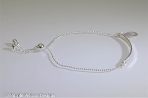 Diabetic Medical Alert Adjustable Sterling Silver Bracelet - Purple Pelican Designs