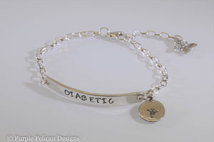Diabetic Medical Alert Chain Bracelet - Purple Pelican Designs