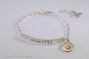 Diabetic Medical Alert Chain Bracelet - Purple Pelican Designs