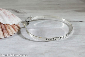 Every Little Thing Is Gonna Be Alright Sterling Silver Hinged Bangle Bracelet - Purple Pelican Designs