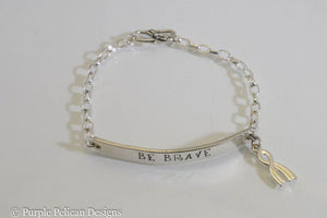 F Cancer - Be Brave -  Sterling Silver Chain Bracelet - Purple Pelican Designs