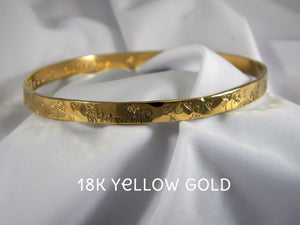 18k Solid Gold Bangle Faith Hope Love - Purple Pelican Designs