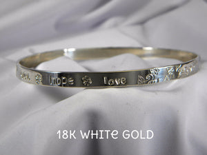 18k Solid Gold Bangle Faith Hope Love - Purple Pelican Designs