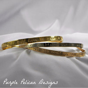 Solid Gold Custom Personalized Bangle - Purple Pelican Designs