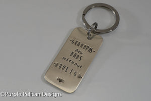 Grandpas Are Dads Without Rules Keychain - Purple Pelican Designs