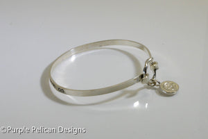 Sterling Silver Hinged Bangle -Breathe In Breathe Out Move On - Purple Pelican Designs