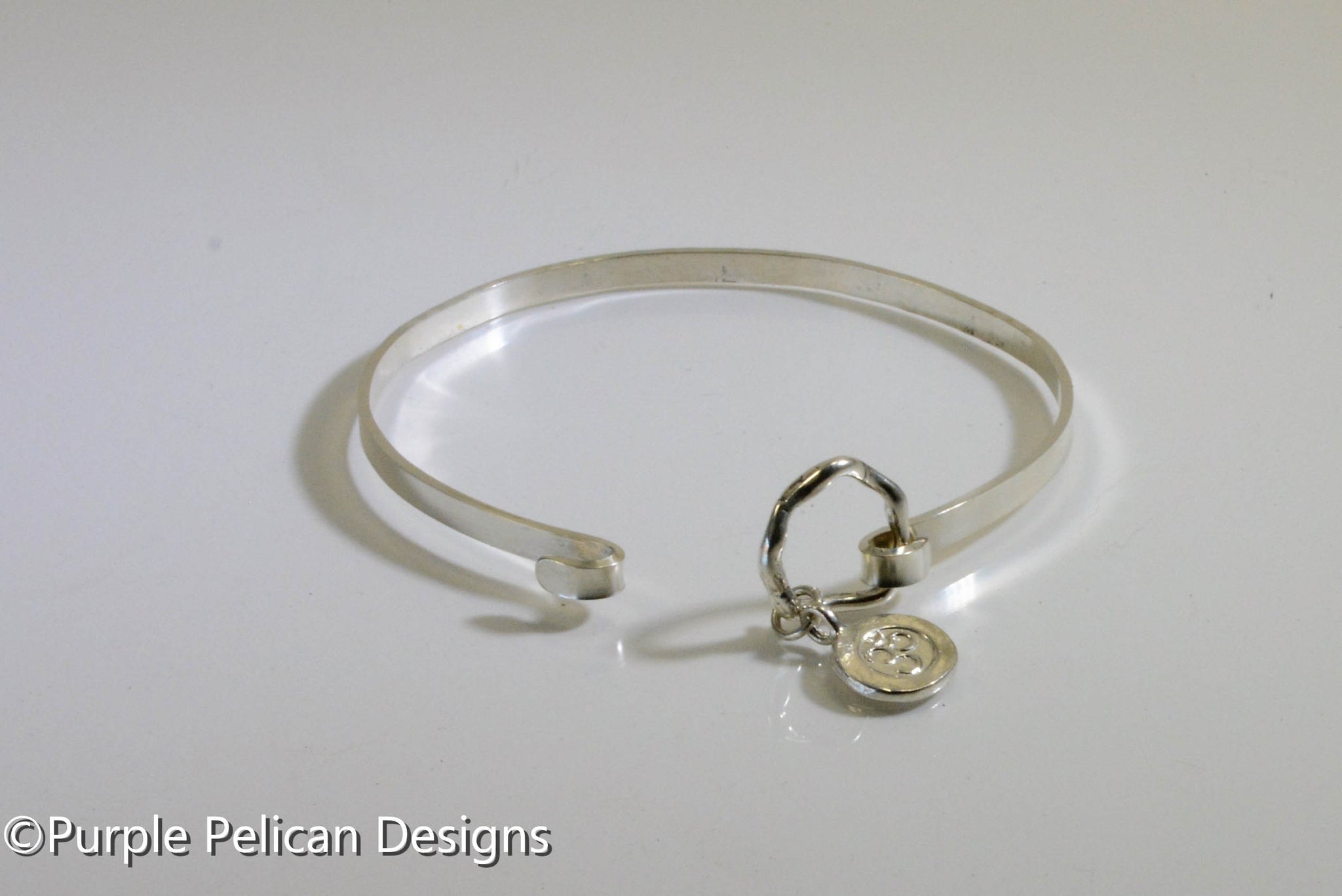 Sterling Silver Hinged Bangle -Breathe In Breathe Out Move On