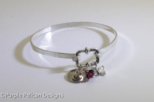 She Believed She Could So She Did Sterling Silver Hinged Bangle - Purple Pelican Designs