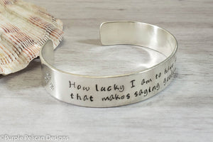 Pooh quote bracelet - How lucky I am to have something that makes saying goodbye so hard - Purple Pelican Designs