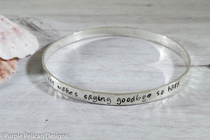 Pooh Quote Bangle Bracelet- How Lucky I Am To Have Something That Makes Saying Goodbye So Hard - Purple Pelican Designs