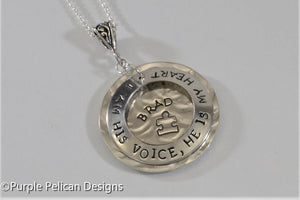 Autism Mom's Personalized Necklace - I am his voice, he is my heart - Purple Pelican Designs