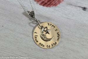 I Love You To The Moon And Back Sterling Silver Necklace - Purple Pelican Designs