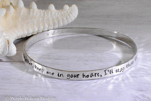 Pooh Quote Sterling Silver Bangle - If There Ever Comes A Day When We Can't Be Together... - Purple Pelican Designs