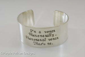 Phenomenal Woman Maya Angelou Poem Cuff Bracelet - Purple Pelican Designs