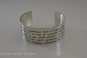 Marilyn Monroe quote bracelet - I'm selfish, impatient and a little insecure... - Purple Pelican Designs