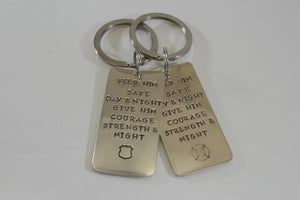 Police/Firefighter/Military Keychain - Keep Him Safe Day And Night... - Purple Pelican Designs