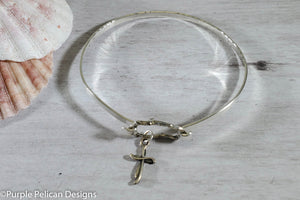 Let Your Faith Be Bigger Than Your Fear Sterling Silver Hinged Bangle - Purple Pelican Designs