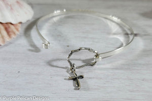 Let Your Faith Be Bigger Than Your Fear Sterling Silver Hinged Bangle - Purple Pelican Designs