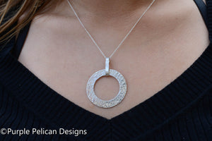 Sterling Silver Hammered Circle Necklace - Purple Pelican Designs