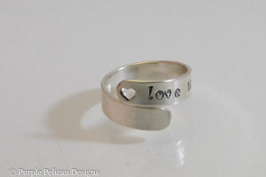 Love Is All You Need Sterling Silver Ring With Heart Cutout - Purple Pelican Designs