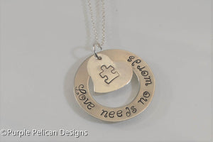 Love Needs No Words Autism Awareness Necklace - Purple Pelican Designs