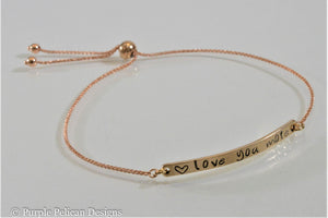 Love You More Adjustable Two Tone 14k Gold Bracelet - Purple Pelican Designs