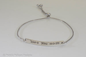 Love You More Adjustable Sterling Silver Bracelet - Purple Pelican Designs