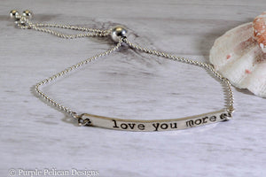 Love You More Adjustable Sterling Silver Bracelet - Purple Pelican Designs