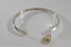 Medical Alert Revere Cuff Bracelet in Solid Sterling Silver or Gold - Purple Pelican Designs