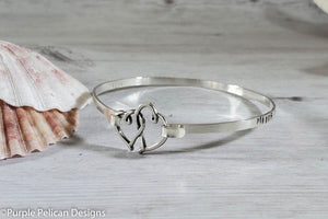 Sterling Silver Mother Daughter Hinged Bangle - Miles cannot separate the hearts of mother and daughter - Purple Pelican Designs