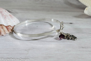 Inspirational Sterling Silver Hinged Bangle - One Day At A Time - Purple Pelican Designs