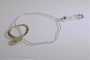 Penicillin Allergy Medical Alert Round Adjustable Sterling Silver Bracelet - Purple Pelican Designs
