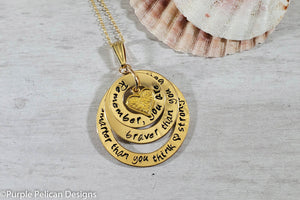 14k Gold Filled You are braver than you believe, stronger than you seem...Pooh Quote Necklace - Purple Pelican Designs