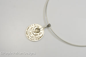 You are braver than you believe, stronger than you seem...Pooh Quote Sterling Silver Pendant  Necklace - Purple Pelican Designs