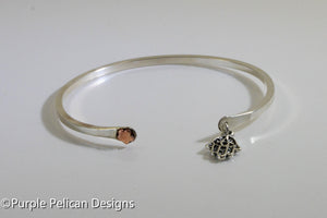 Reverse Cuff Bracelet - Hamsa Charm Solid Gold or Sterling Silver - Purple Pelican Designs