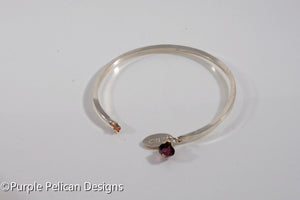 Solid Gold or Sterling Silver Narrow Runners Reverse Cuff Bracelet - Personalized with distance - Purple Pelican Designs