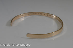 Solid Gold Custom Cuff Bracelet - Purple Pelican Designs