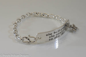 She believed she could so she did - chain bracelet - Purple Pelican Designs