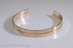 Solid Gold Custom Cuff Bracelet - Purple Pelican Designs