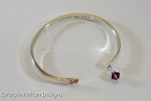 Solid Gold or Sterling Silver Reverse Cuff - She Believed She Could So She Did - Purple Pelican Designs