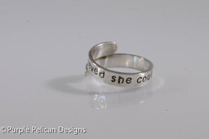 She believed she could so she did - sterling silver ring - Purple Pelican Designs