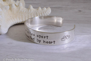 Sister Bracelet - Side by side or miles apart we are sisters connected by heart - Purple Pelican Designs