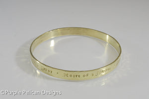 18k Solid Gold Bangle Soul of a Gypsy Heart of a Hippie Spirit of a Fairy - Purple Pelican Designs